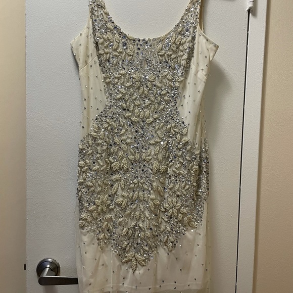 Adrianna Papell Embellished Mesh Tank Dress Size 12 - Picture 3 of 14